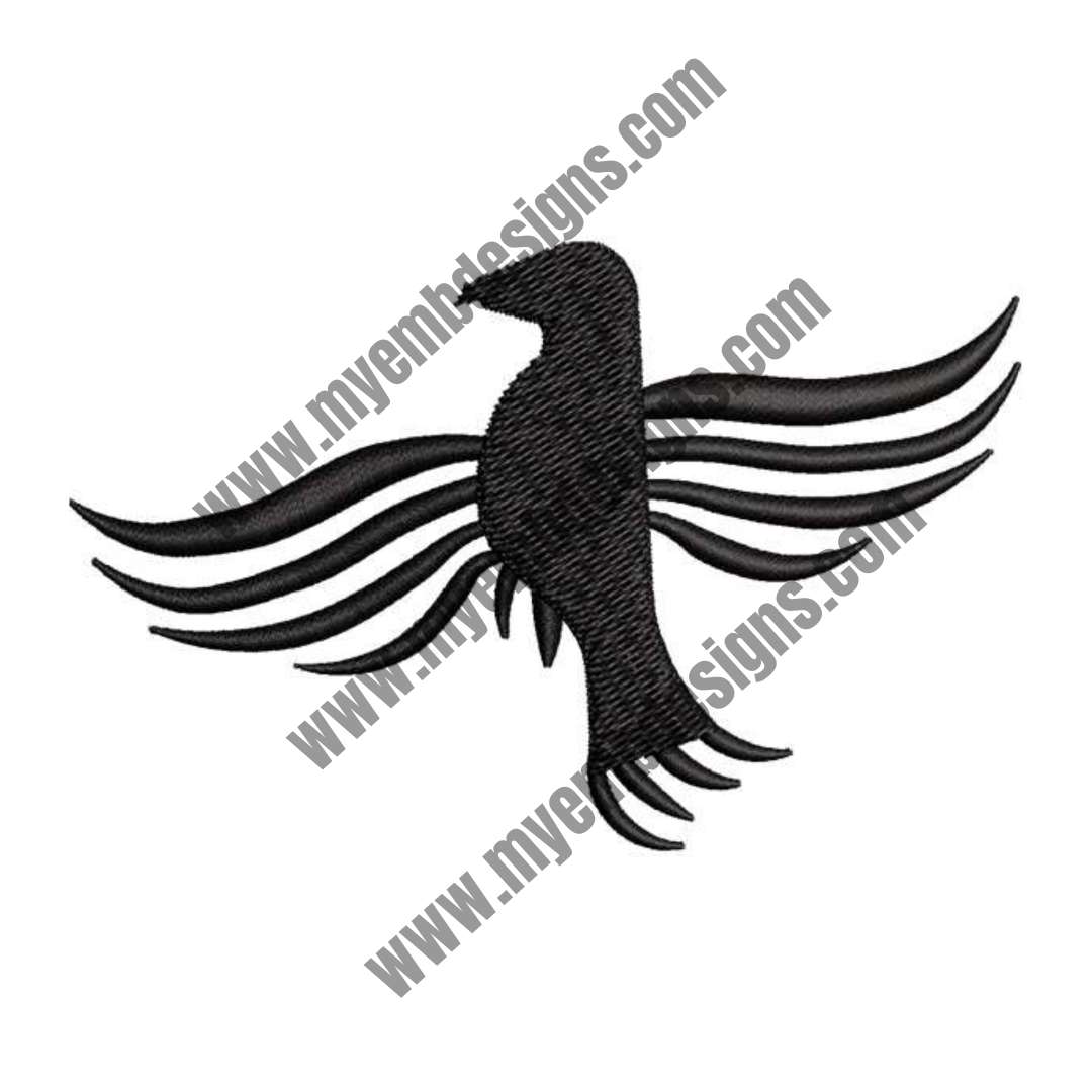 Black Crow Embroidery Design (2 sizes) — machine embroidery design