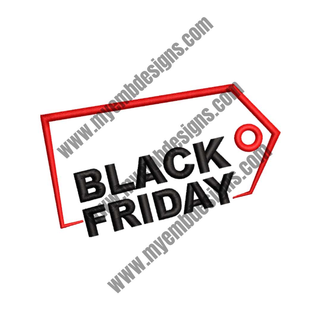 Black Friday Embroidery Design (2 sizes) — machine embroidery design