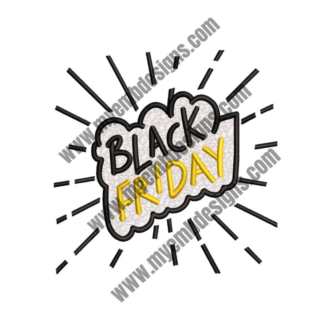 Black Friday Embroidery Design (2 sizes) — machine embroidery design