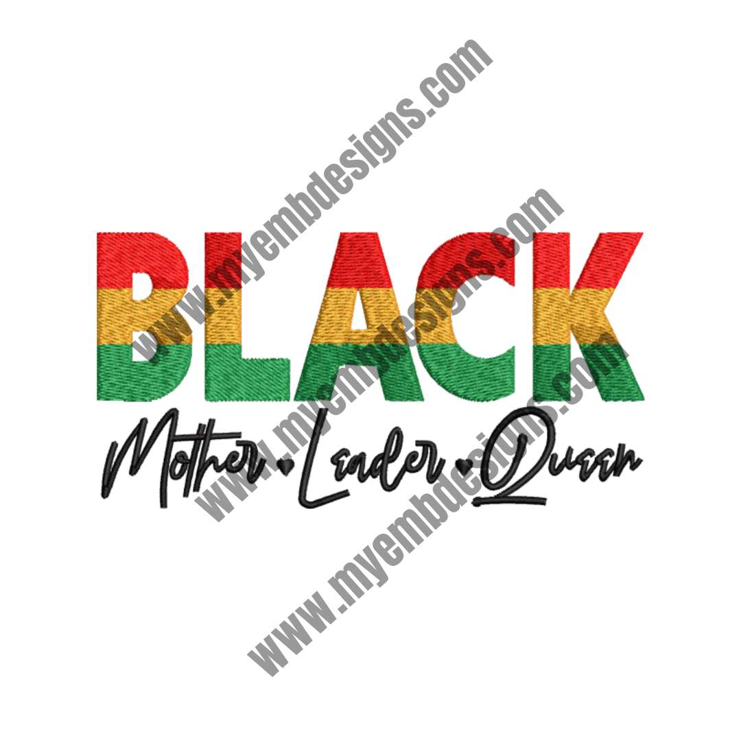 Black Mother Leader Queen Embroidery Design (2 sizes) — machine embroidery design