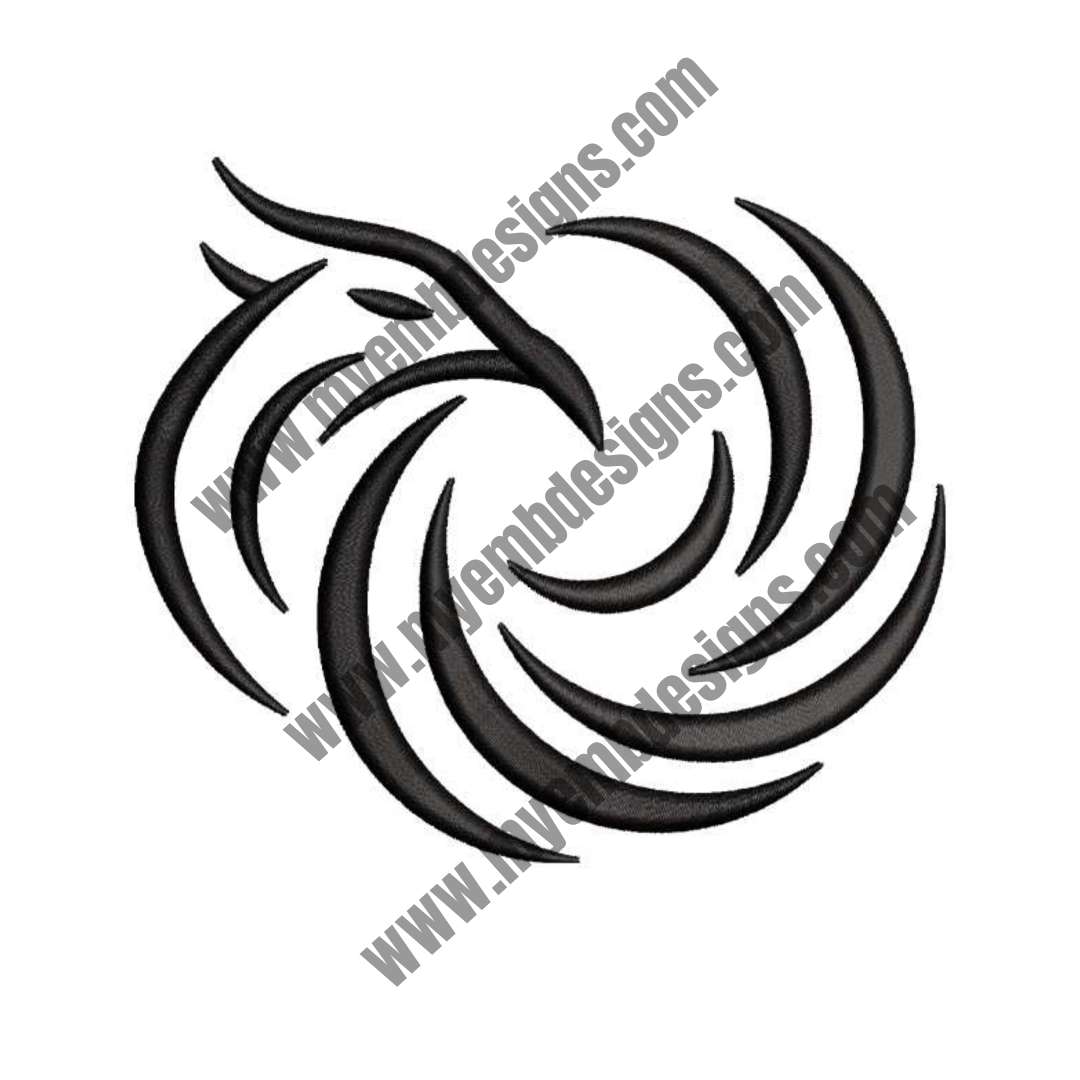 Black Swirl Embroidery Design (2 sizes) — machine embroidery design