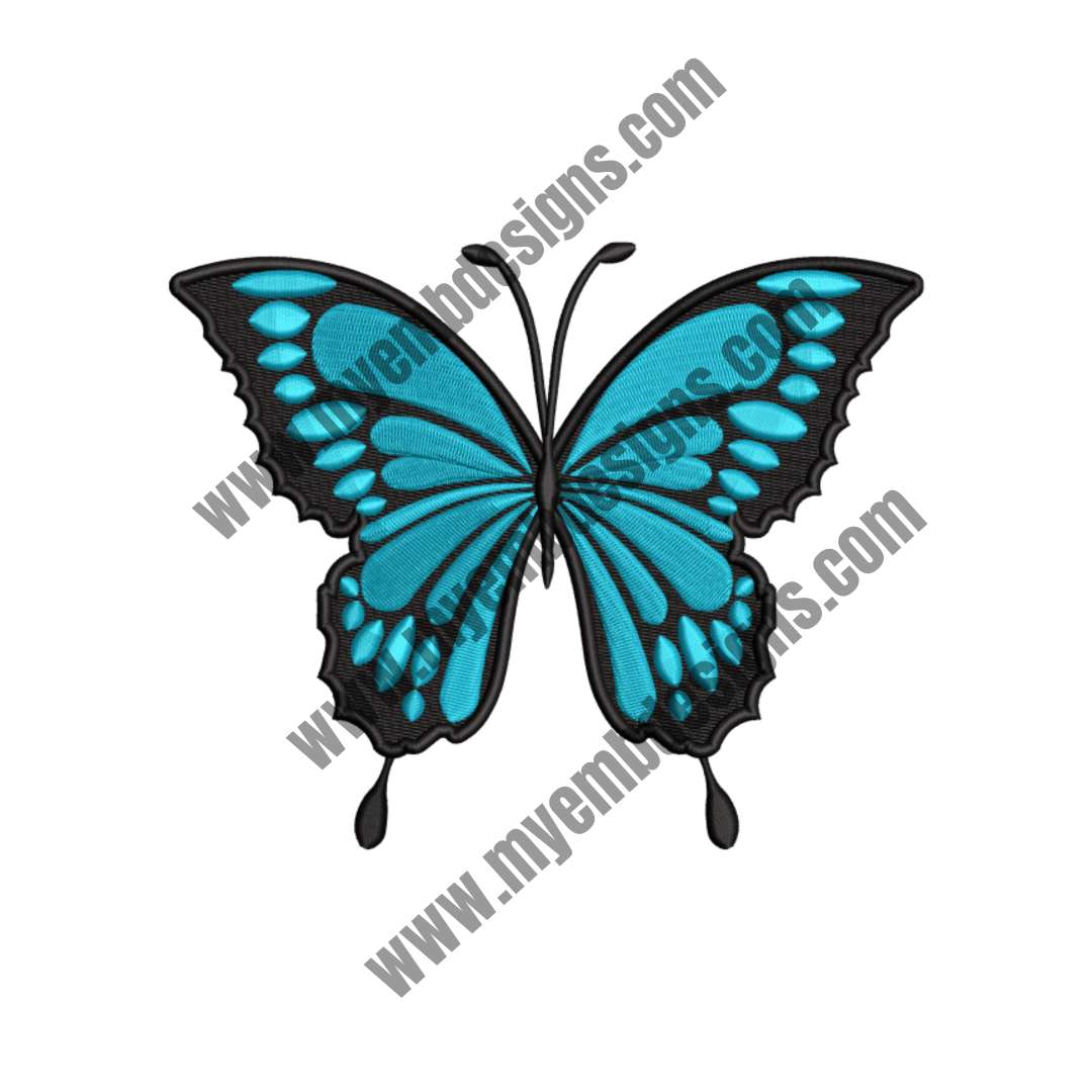 Blue Butterfly Embroidery Design — machine embroidery design