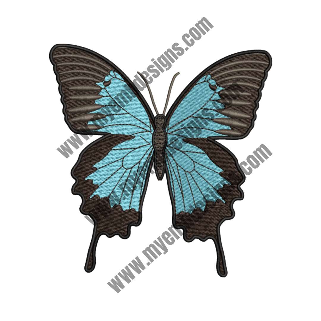 Blue Morpho Butterfly Embroidery Design (2 sizes) — machine embroidery design