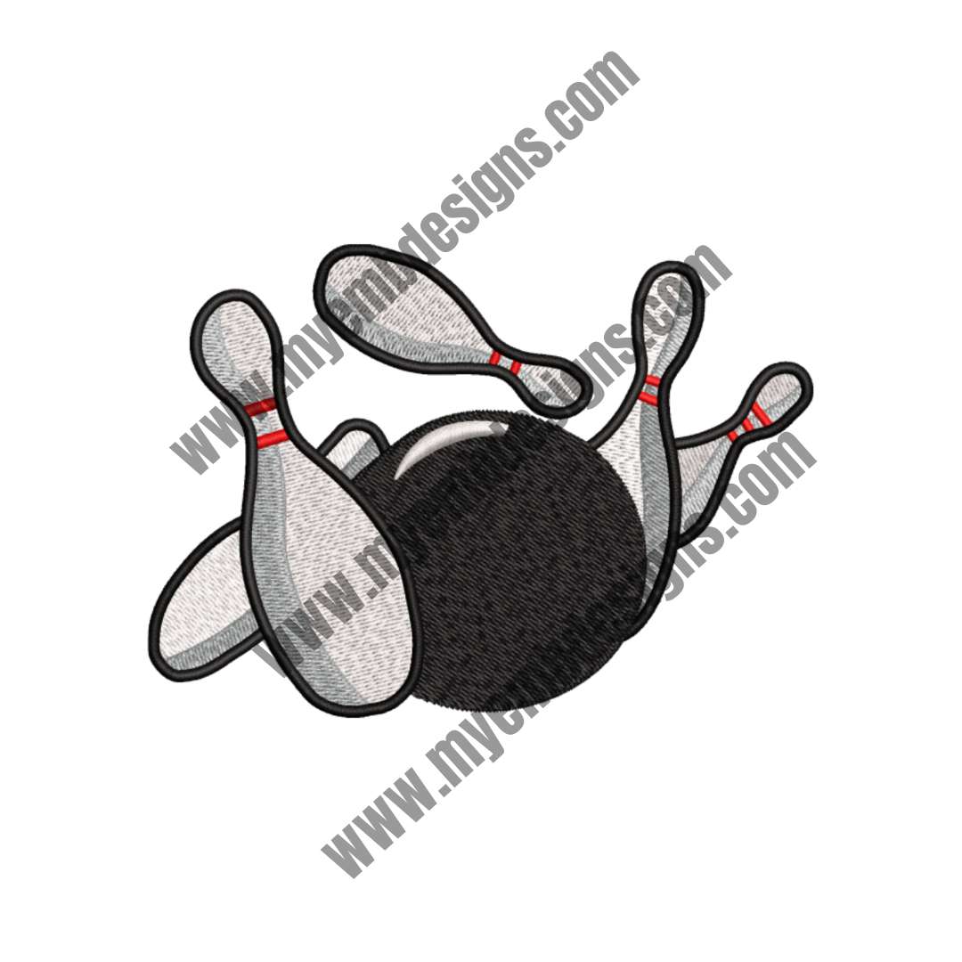 Bowling Ball Embroidery Design (2 sizes) — machine embroidery design