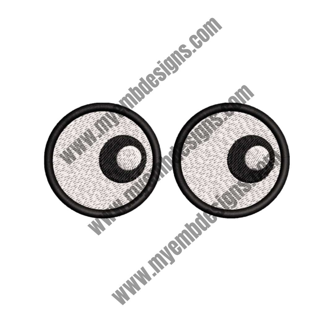 Cartoon Eyes Embroidery Design (2 sizes) — machine embroidery design
