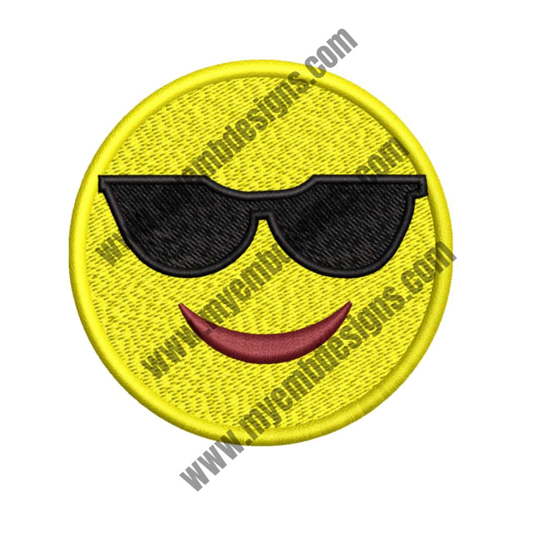Cool Emoji Face Embroidery Design ( 2 sizes) — machine embroidery design