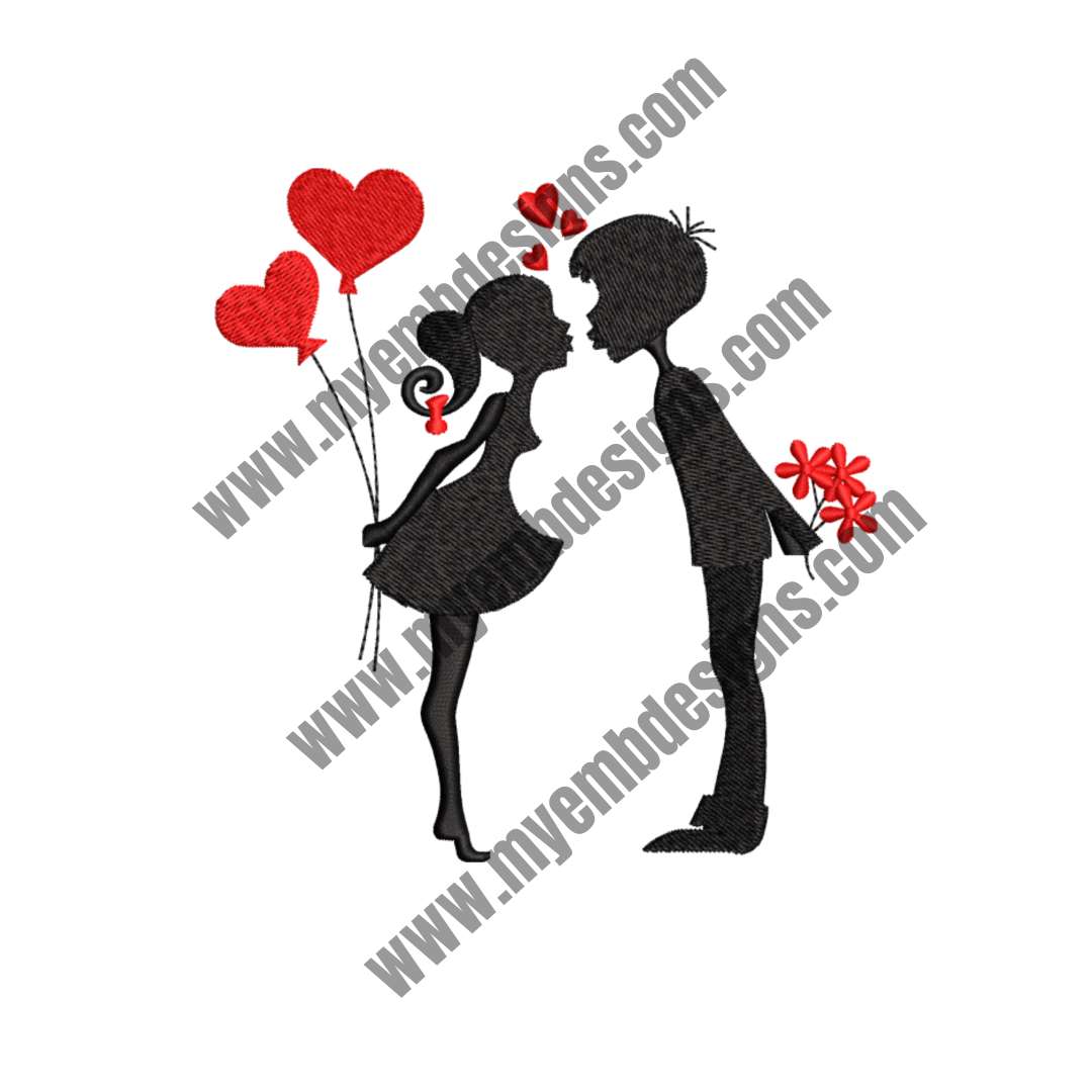 Couple Embroidery Design (2 sizes) — machine embroidery design