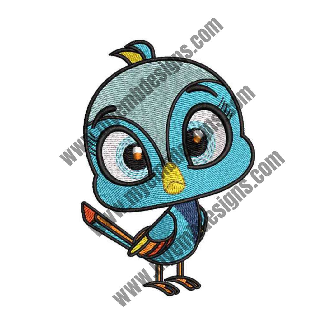 Cute Blue Bird Embroidery Design ( 2 sizes) — machine embroidery design