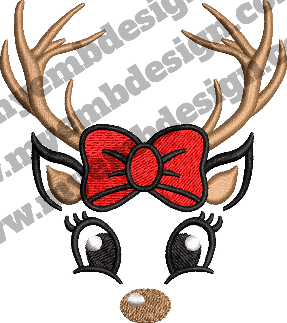 Pretty Deer Face Embroidery Design (2 sizes) — machine embroidery design