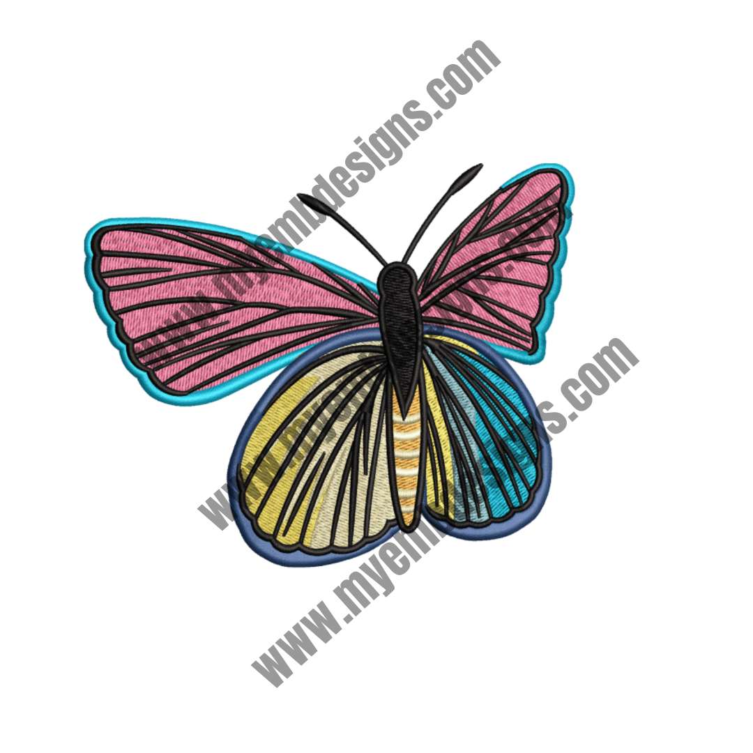 Floral Pattern Butterfly Embroidery Design (2 sizes) — machine embroidery design