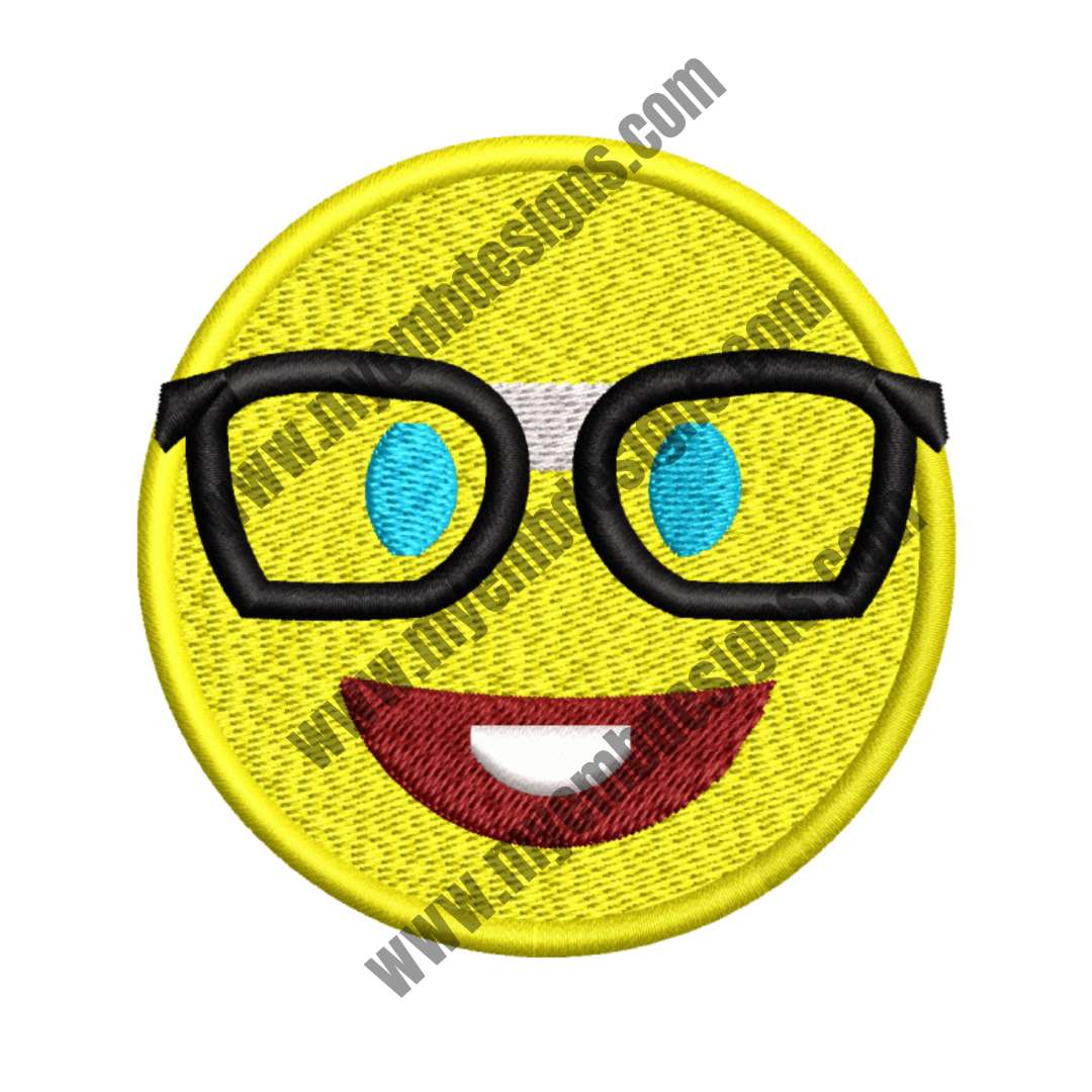Glasses Emoji Embroidery Design (2 sizes) — machine embroidery design