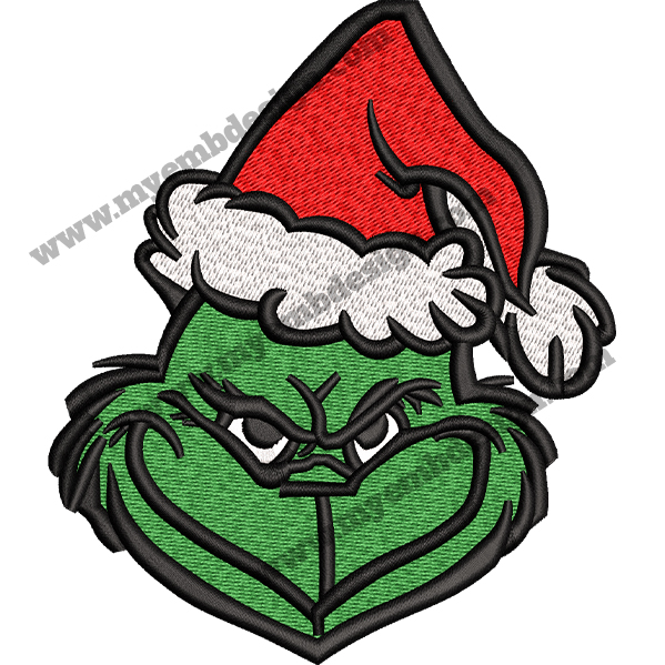 Christmas Grinch Embroidery Design (2 sizes) — machine embroidery design