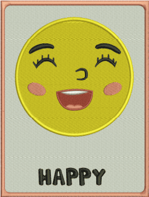 Happy Smiley Embroidery Design (3 sizes) — machine embroidery design
