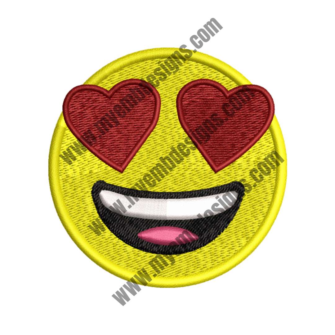 Heart Eyes Emoji Embroidery Design (2 sizes) — machine embroidery design