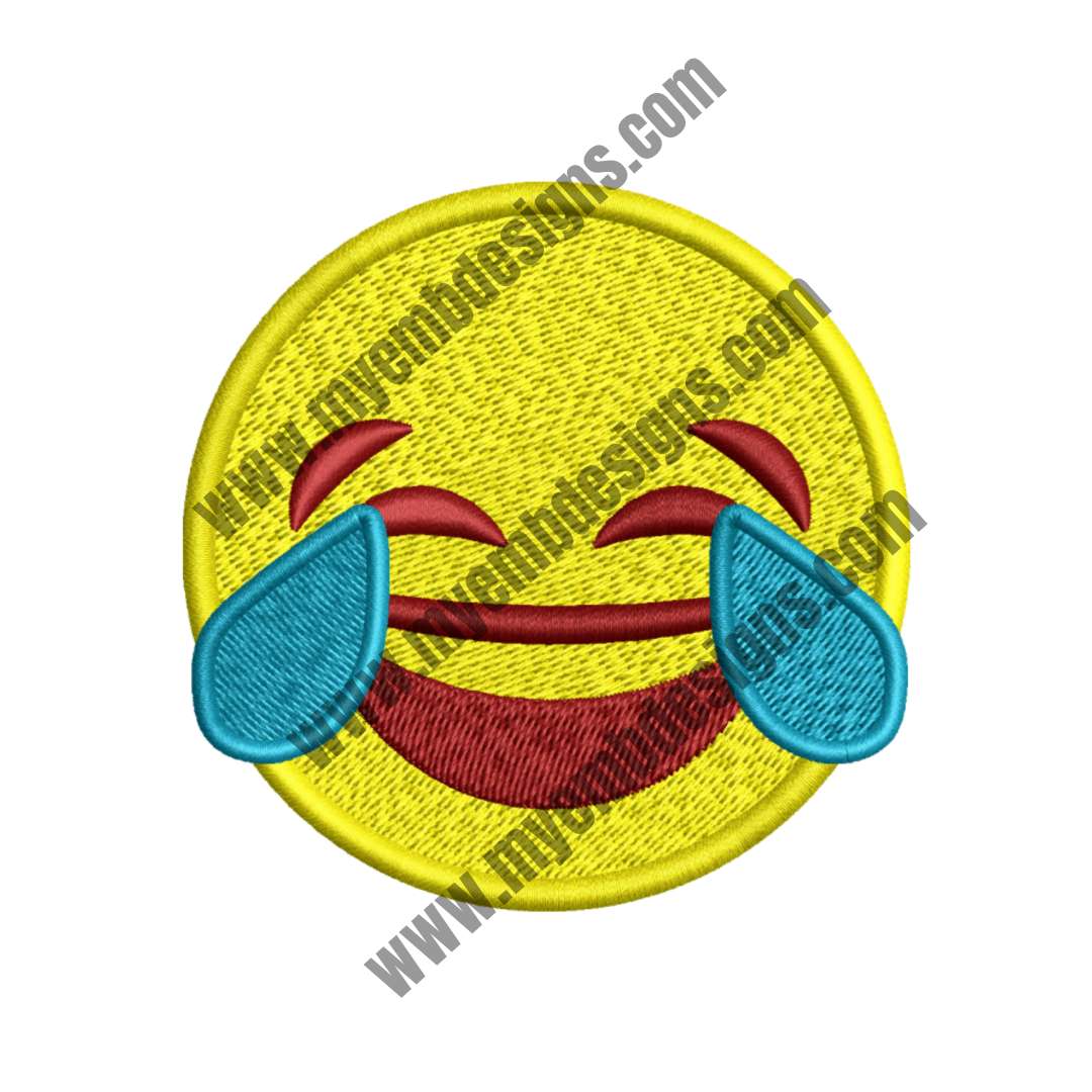 Laughing Emoji Embroidery Design (2 sizes) — machine embroidery design