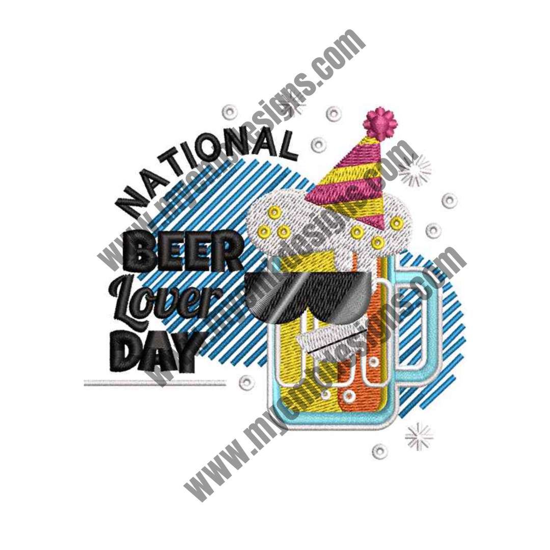 National Beer Embroidery Design (2 sizes) — machine embroidery design