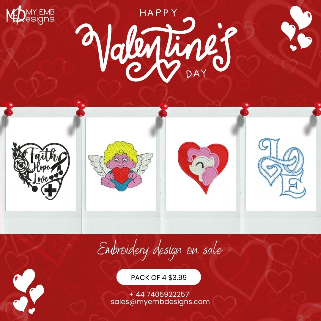 Pack of 4 Love Embroidery Design — machine embroidery design
