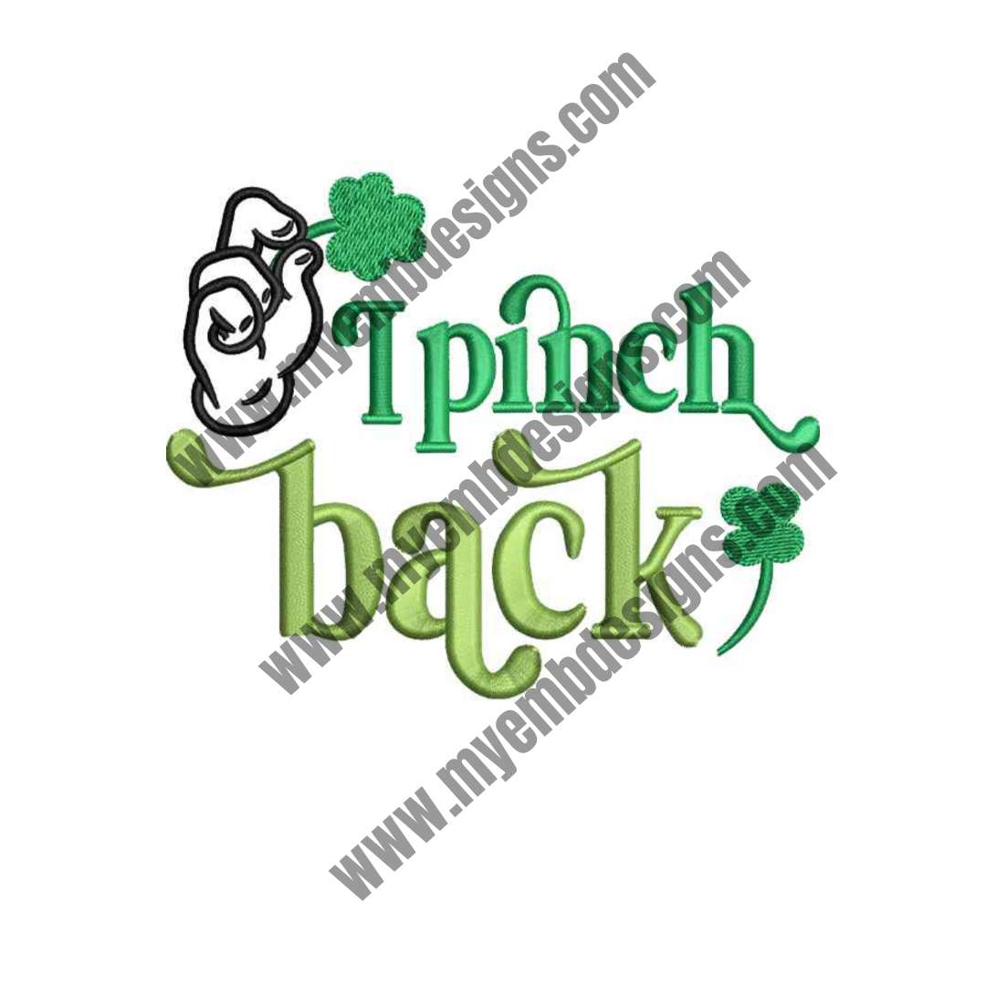 Pinch Back Embroidery Design (2 sizes) — machine embroidery design