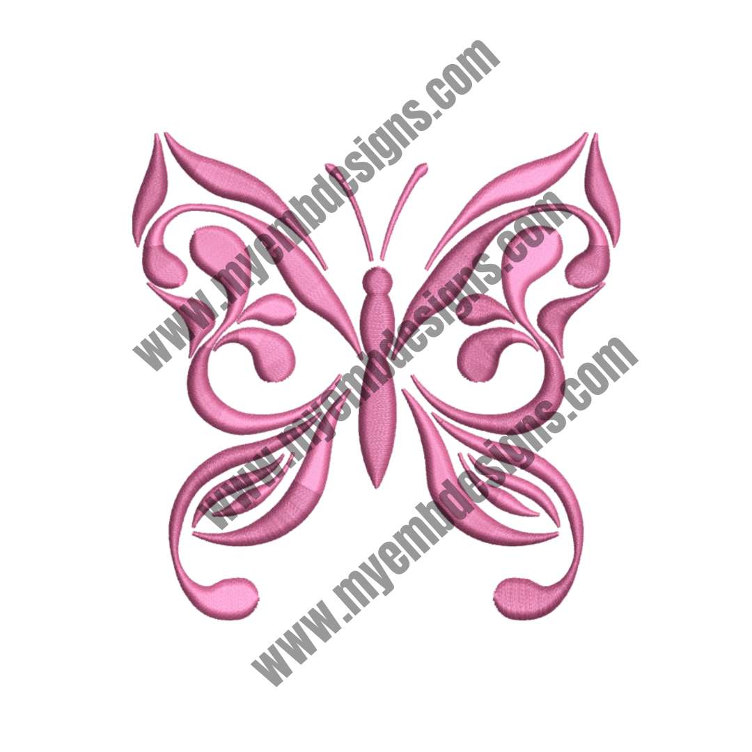 Pink Butterfly Embroidery Design (2 sizes) — machine embroidery design