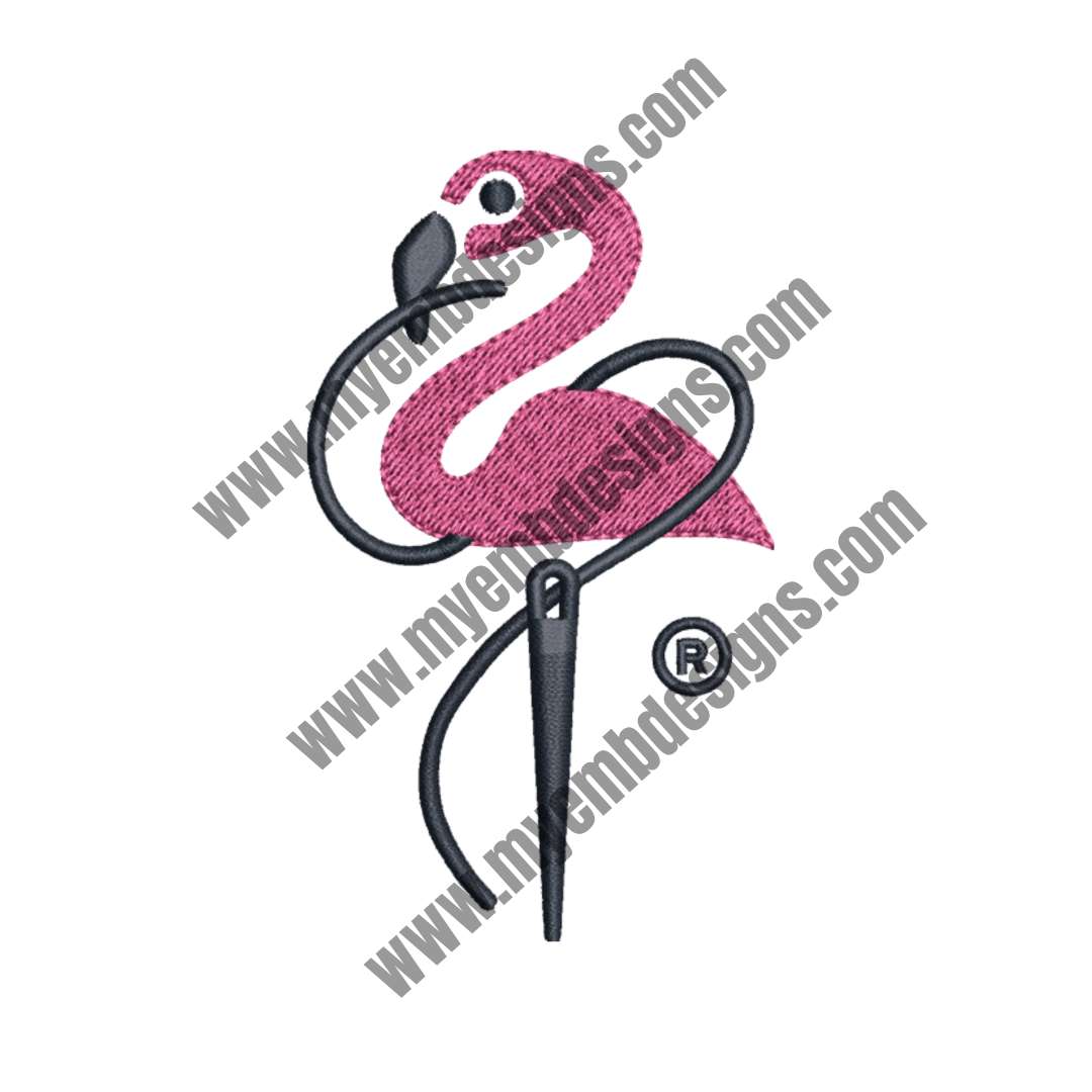 Pink Flamingo Embroidery Design (2 sizes) — machine embroidery design