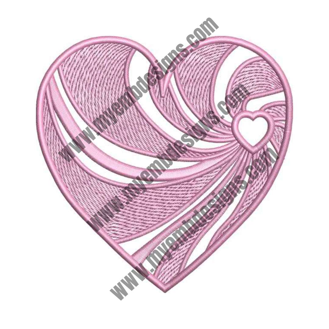 Pink Heart Embroidery Design (2 sizes) — machine embroidery design