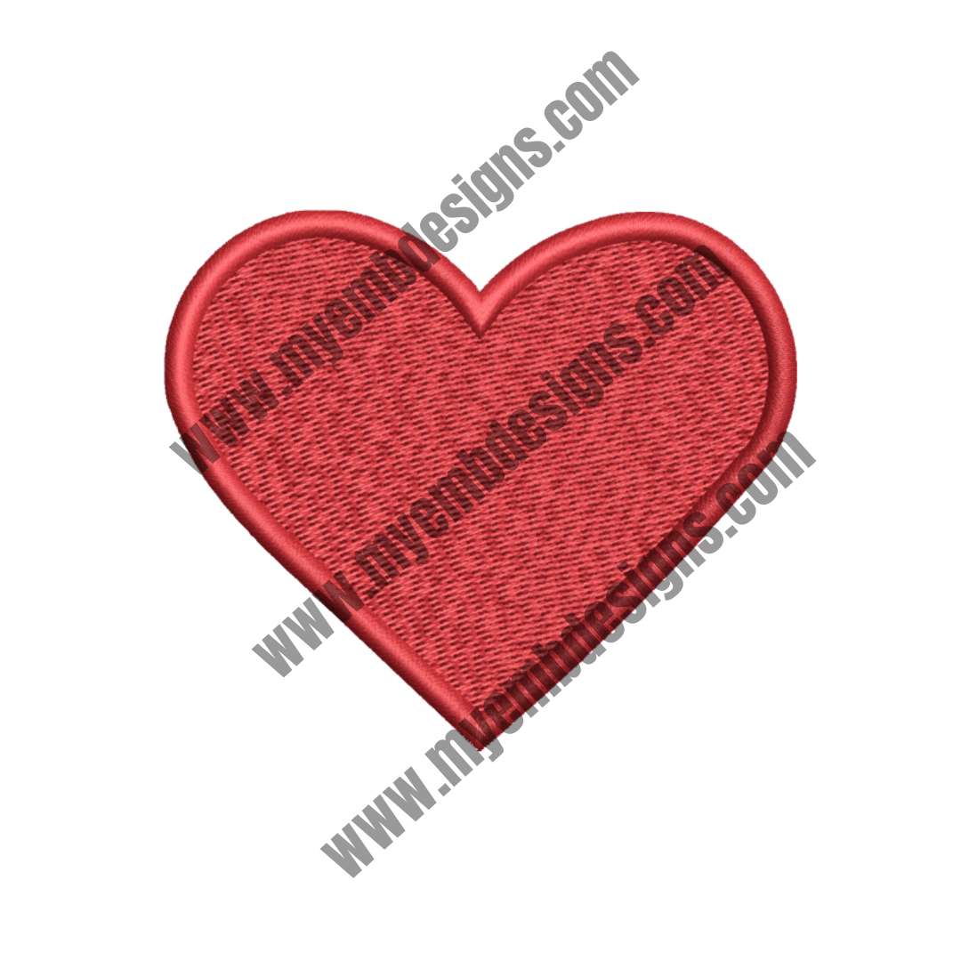 Red Heart Embroidery Design (2 sizes) — machine embroidery design