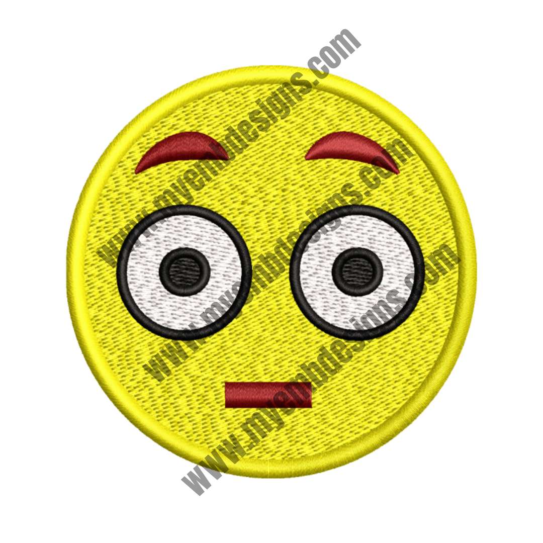Shocked Face Emoji Embroidery Design (2 sizes) — machine embroidery design