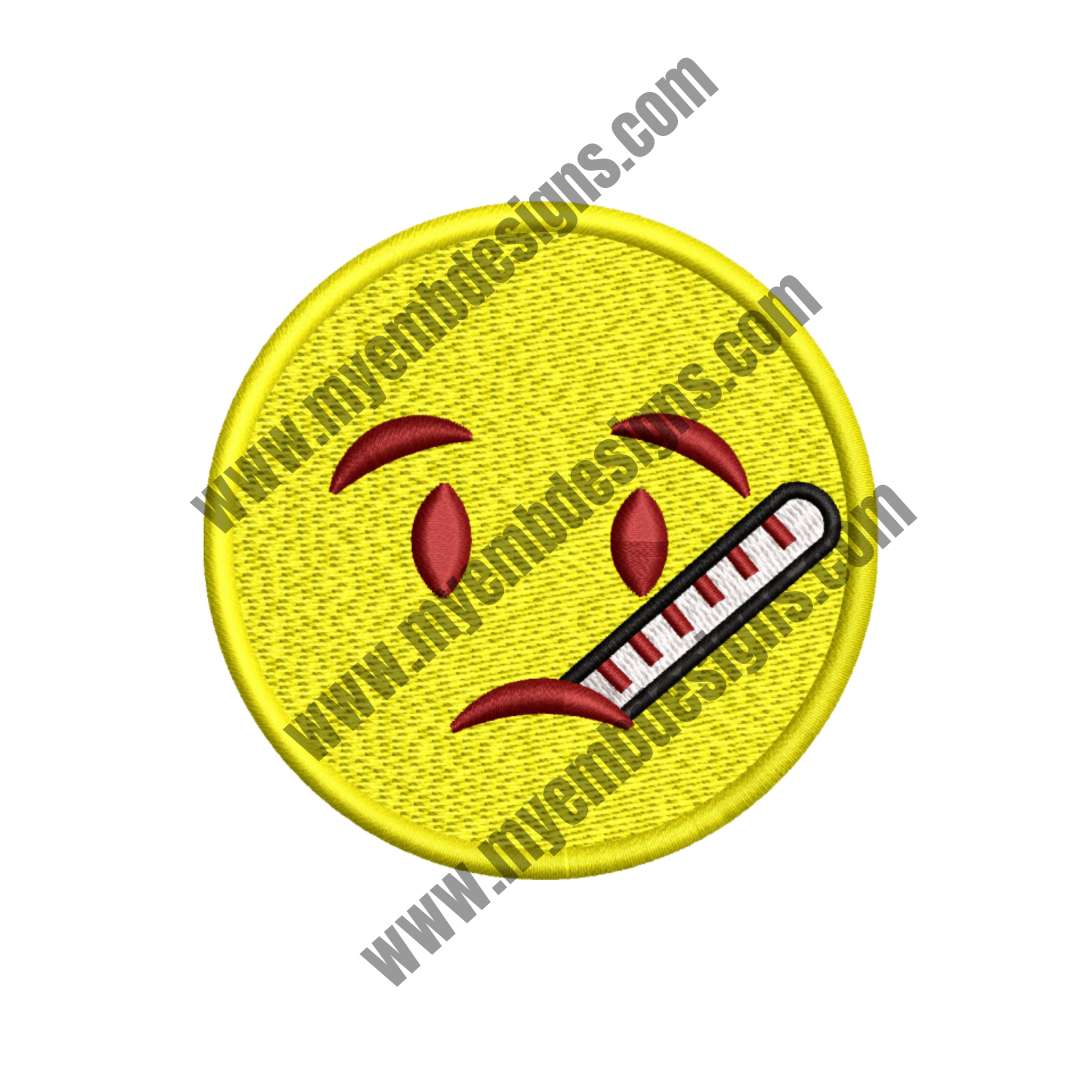 Sick Emoji Embroidery Design ( 2 sizes) — machine embroidery design