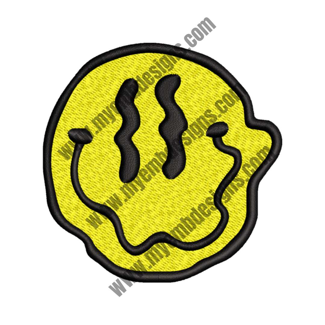 Smile Face Melting Emoji (2 sizes) — machine embroidery design