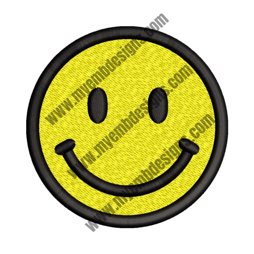 Smiley Face Emoji Embroidery Design (2 sizes) — machine embroidery design
