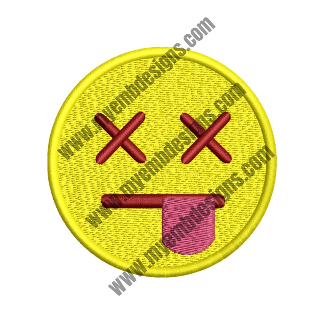 Squinting Face with Tongue (2 size) — machine embroidery design