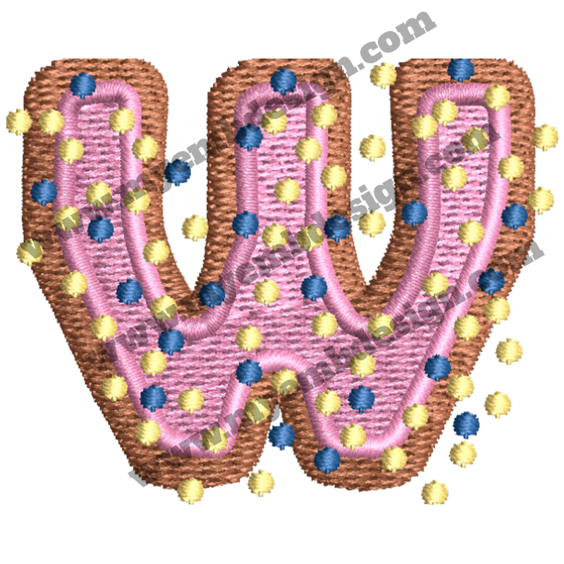 Dotted Alphabet W Embroidery Design — machine embroidery design