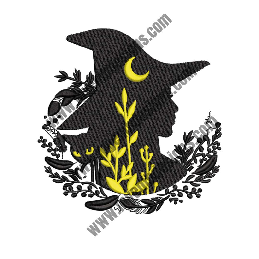 Witch Embroidery Design (2 sizes) — machine embroidery design