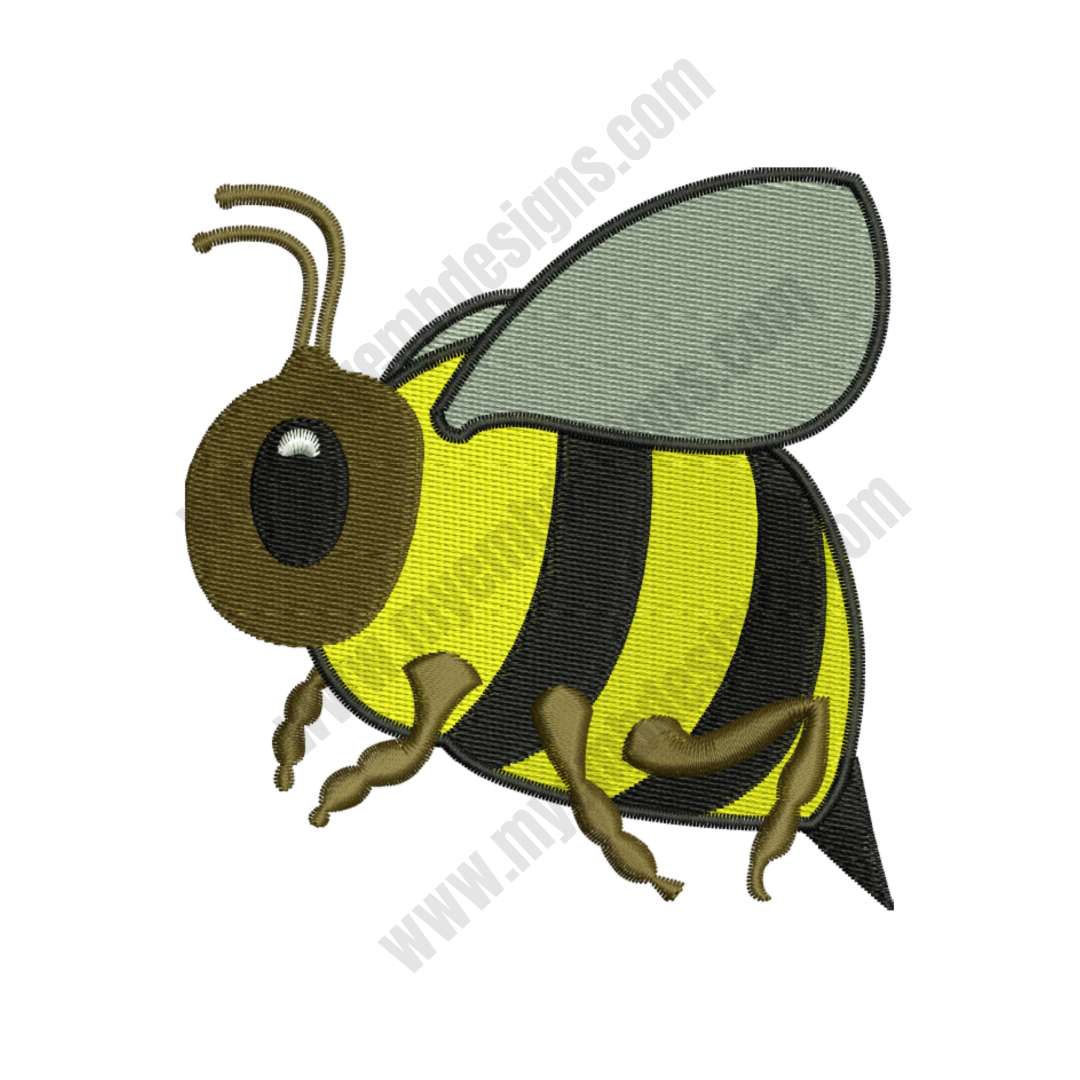 Bee Embroidery Design (2 sizes) — machine embroidery design