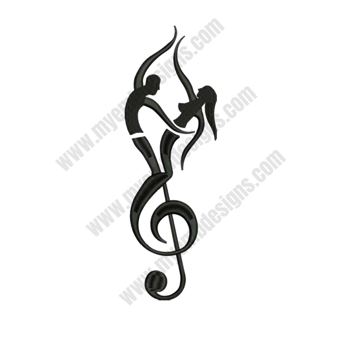 Couple On Symphony Embroidery Design (3 sizes) — machine embroidery design