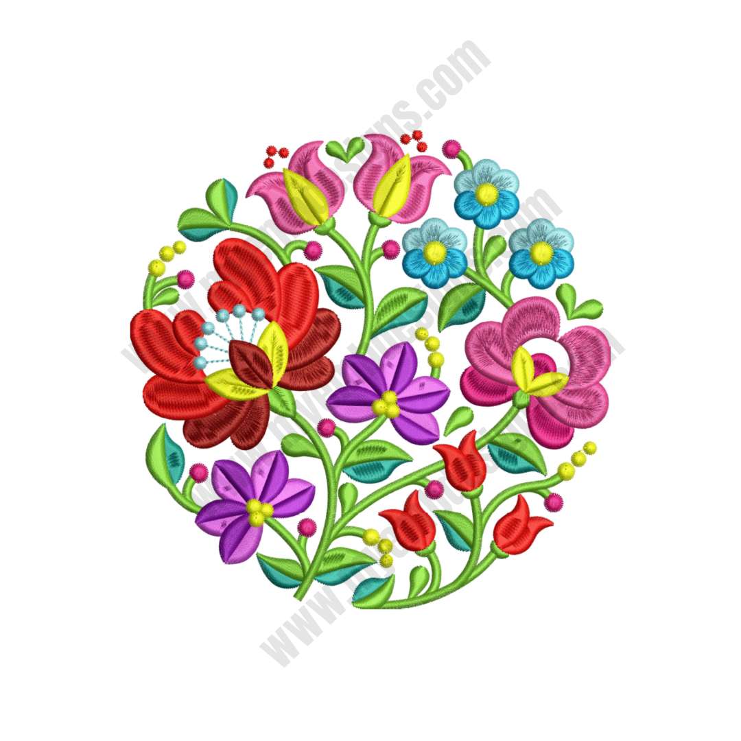 Colorful Flowers Embroidery Design (3 sizes) — machine embroidery design