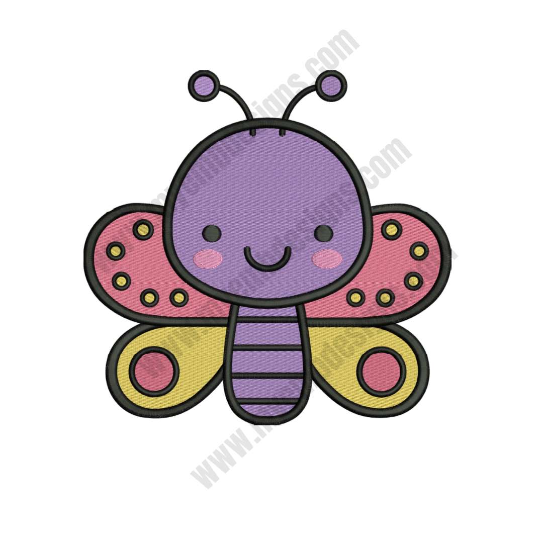 Colorful Butterfly Embroidery Design (3 sizes) — machine embroidery design