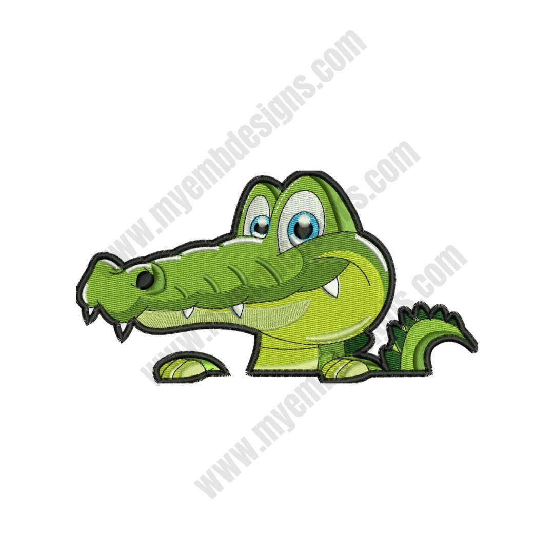 Crocodile Embroidery Design (3 sizes) — machine embroidery design