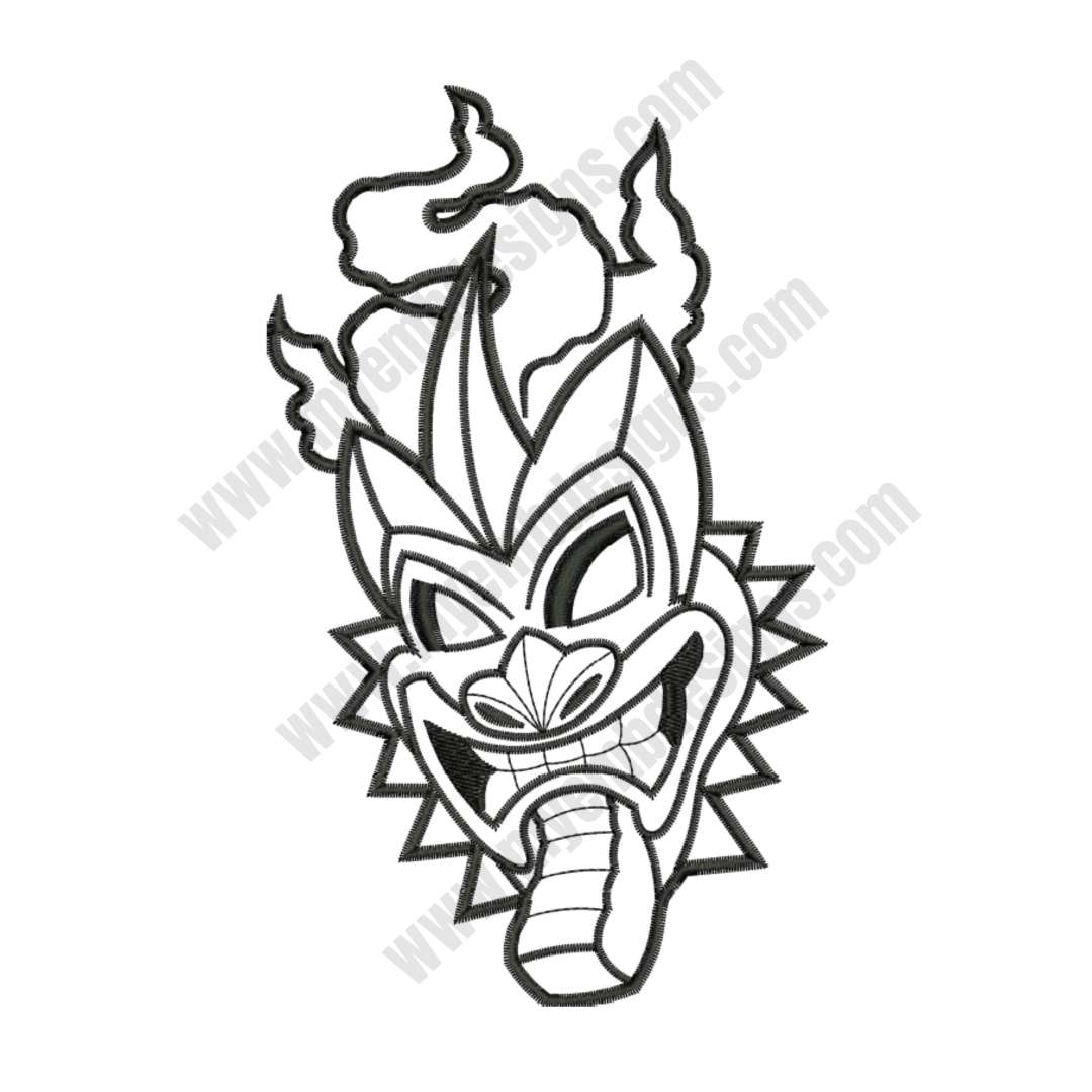 Devil Face Embroidery Design (3 sizes) — machine embroidery design