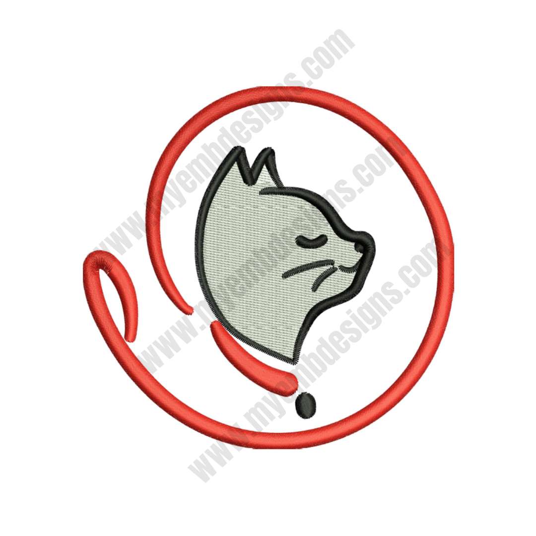 Cat Logo Embroidery Designs (3 sizes) — machine embroidery design