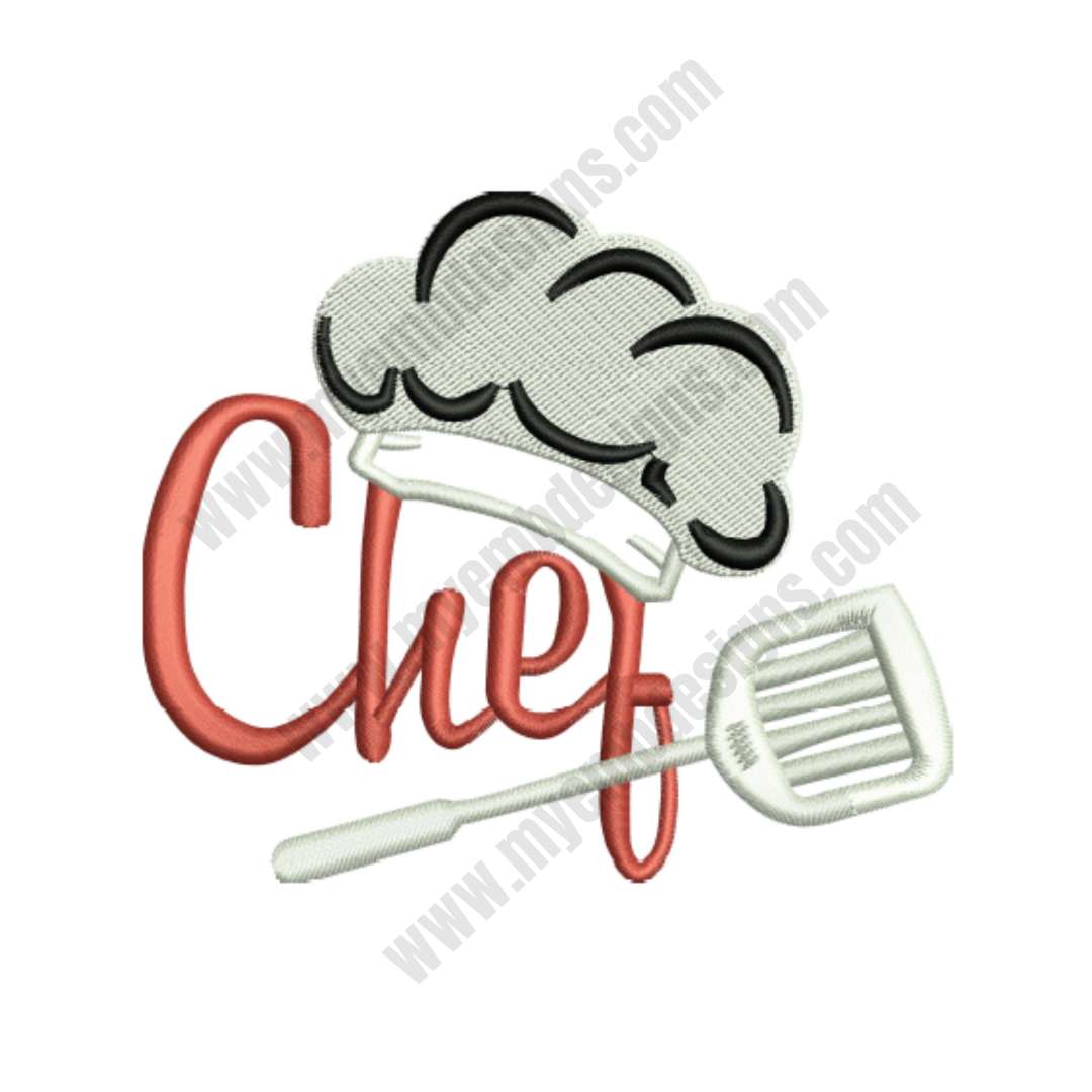 Chef Logo Embroidery Designs (2 sizes) — machine embroidery design