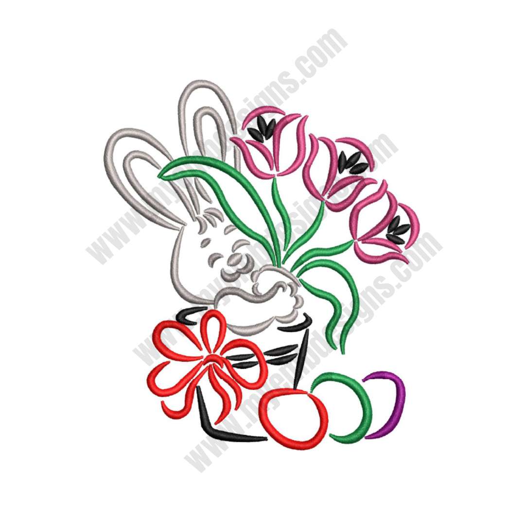 Cute Easter Bunny Embroidery Design (2 sizes) — machine embroidery design