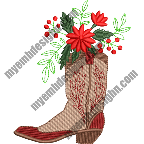 Christmas Boots Embroidery Design (2 sizes) — machine embroidery design
