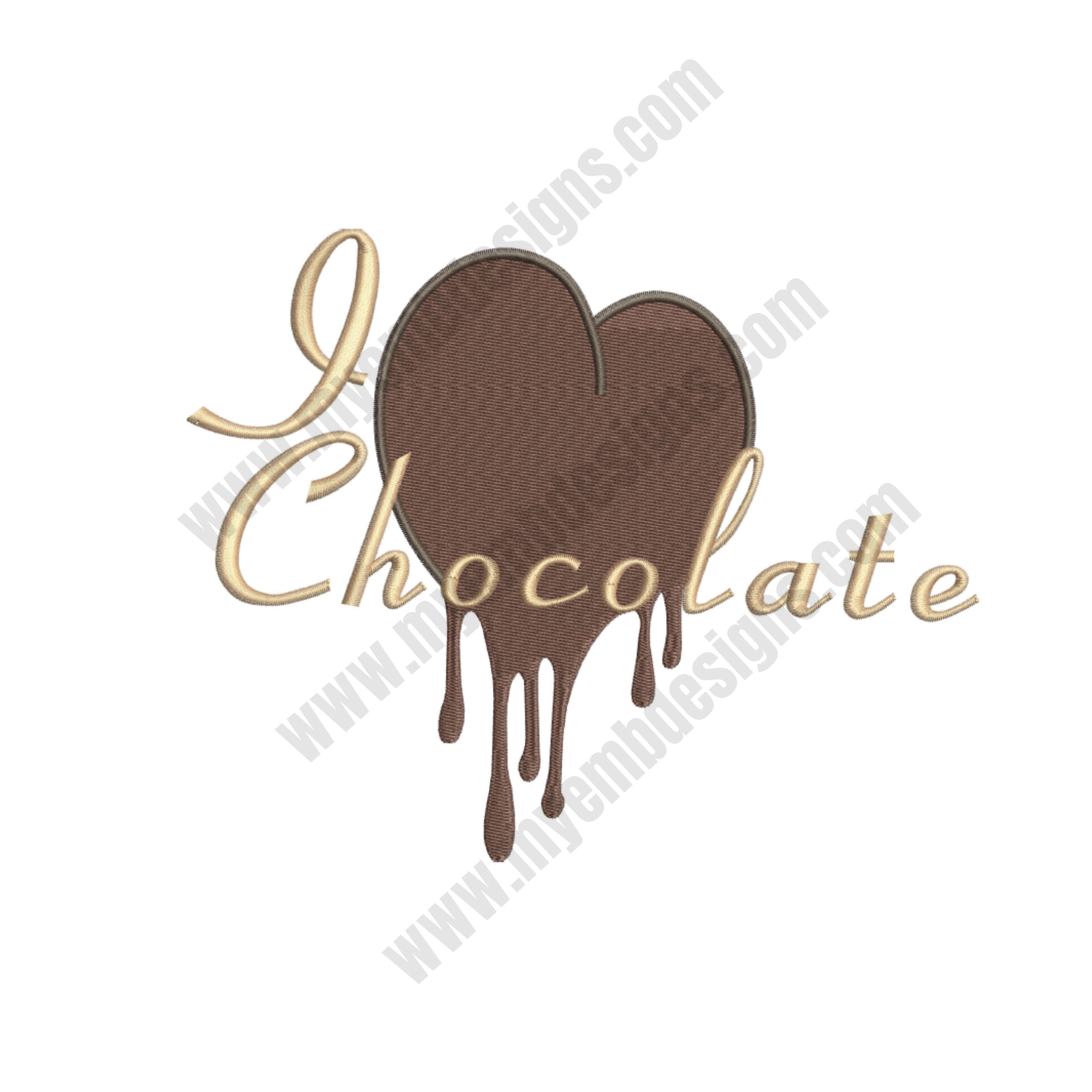 Chocolate Love Embroidery Design (3 sizes) — machine embroidery design