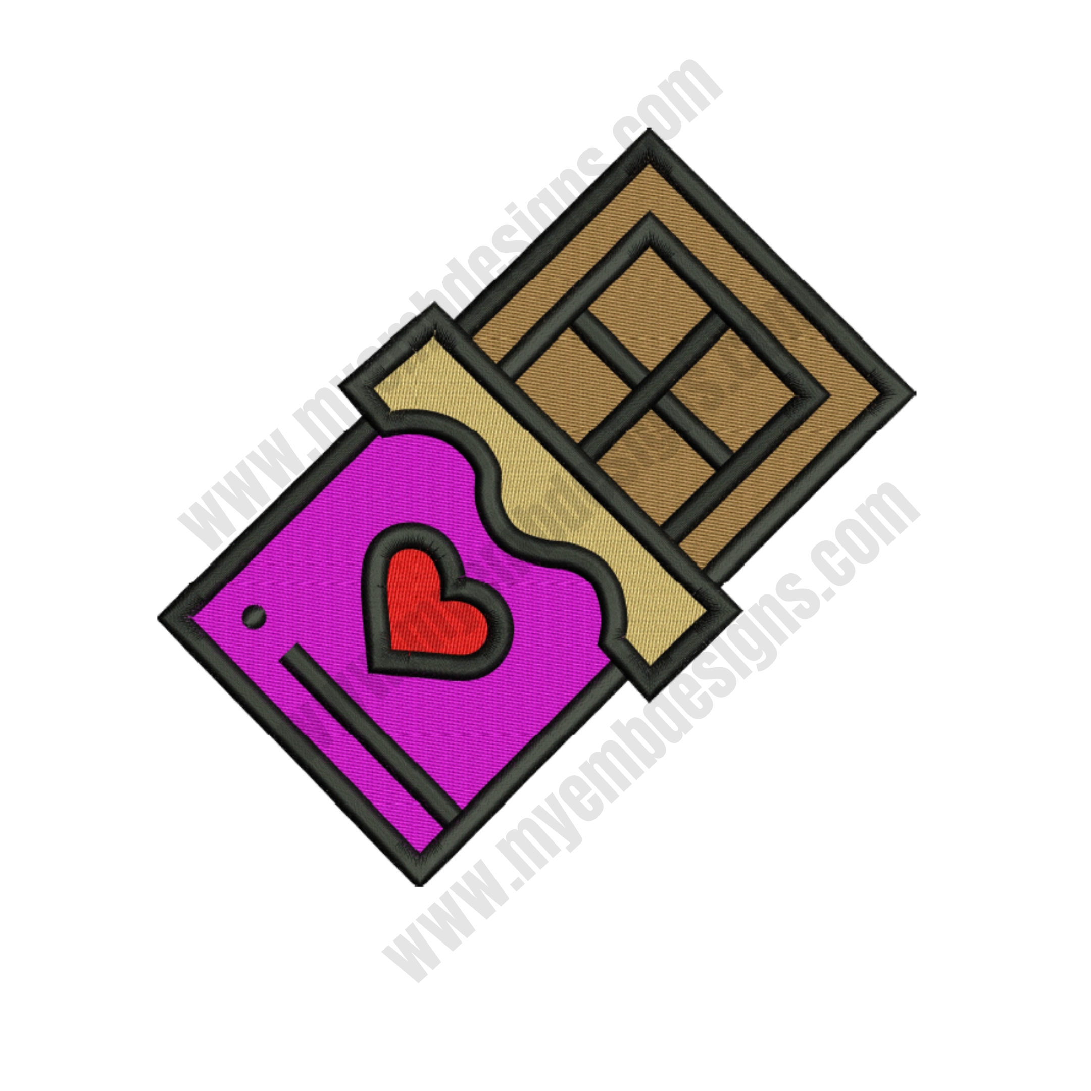 Chocolate Bar Embroidery Design (3 sizes) — machine embroidery design