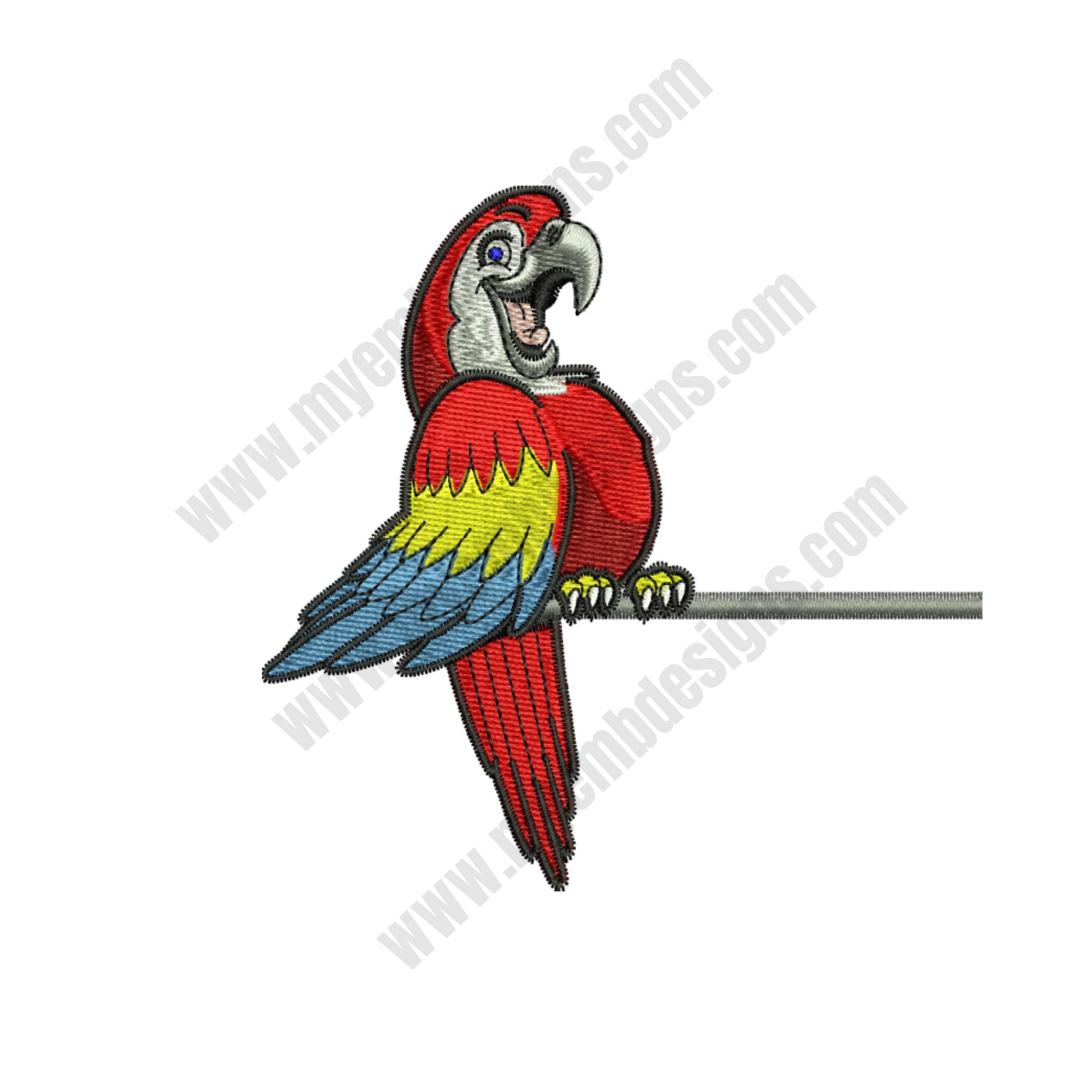 Parrot Embroidery Design (3 sizes) — machine embroidery design