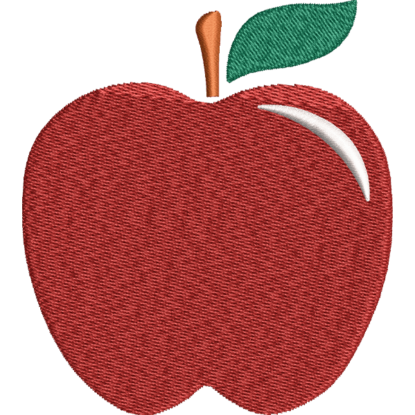 Red Apple Embroidery Designs (2 sizes) — machine embroidery design