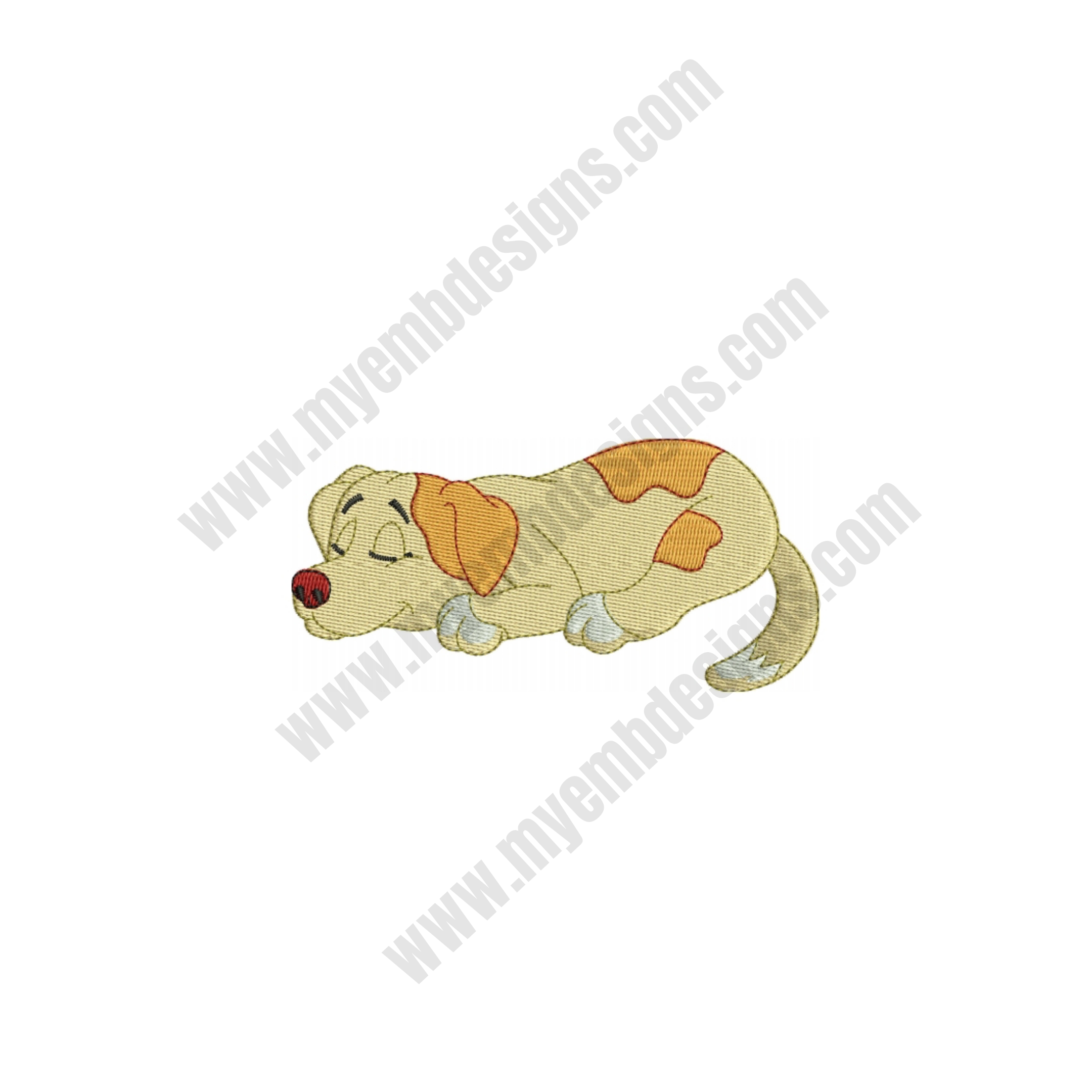 Sleepy Dog Embroidery Designs (2 sizes) — machine embroidery design