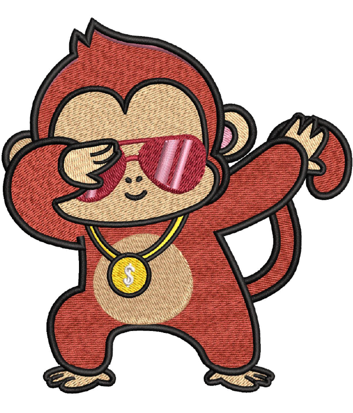 Baby Monkey Embroidery Designs 2 Sizes — machine embroidery design