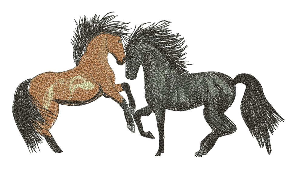 2 Horses Embroidery Designs — machine embroidery design